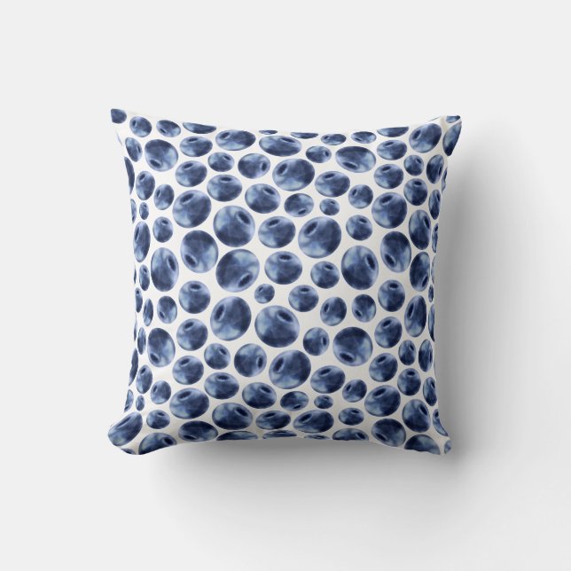 Blueberries Print Fruit Pattern Cushion (Front)