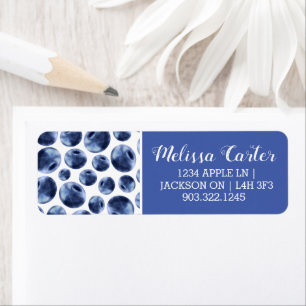 Blueberries Print Fruit Pattern Return Address Label