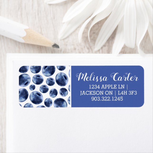Blueberries Print Fruit Pattern Return Address Label (Insitu)