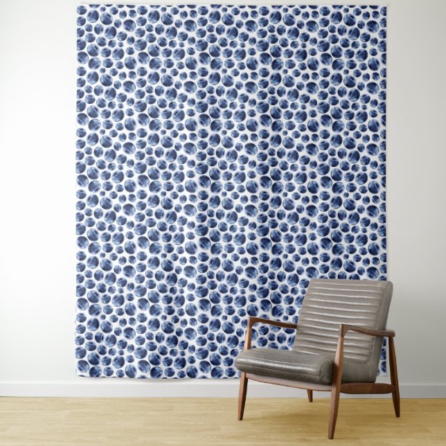 Blueberries Print Fruit Pattern Tapestry (In Situ)