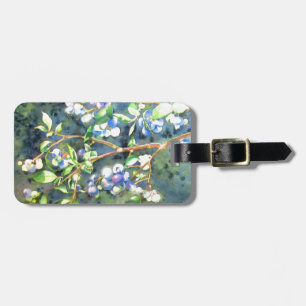Blueberries, romantic fruit Watercolor painting Luggage Tag