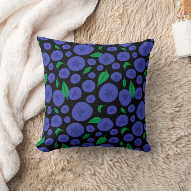 Blueberries Seamless Pattern Cushion (Blanket)