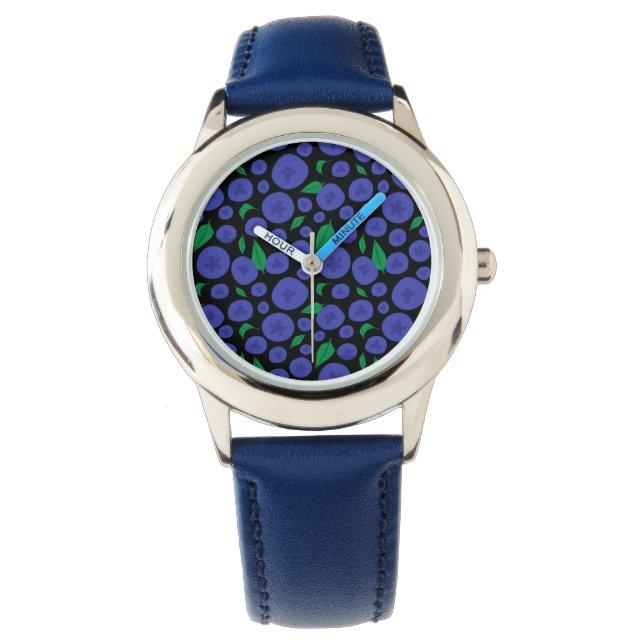 Blueberries Seamless Pattern Watch (Front)