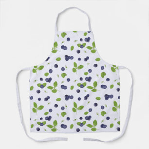 Blueberries Watercolor Blueberry Blossoms Foliage Apron