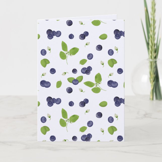 Blueberries Watercolor Blueberry Blossoms Foliage Card (Front)