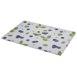 Blueberries Watercolor Blueberry Blossoms Foliage Cutting Board