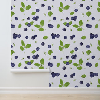 Blueberries Watercolor Blueberry Blossoms Foliage Wallpaper