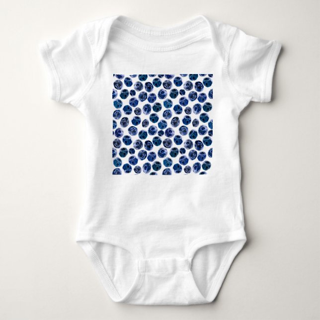 Blueberries: watercolor illustrated pattern. baby bodysuit (Front)