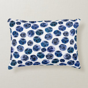 Blueberries: watercolor illustrated pattern. decorative cushion