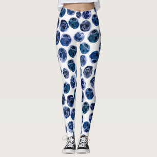 Blueberries: watercolor illustrated pattern. leggings