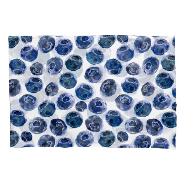 Blueberries: watercolor illustrated pattern. pillowcase (Front)