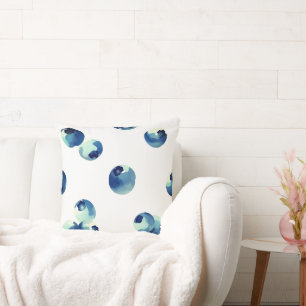 Blueberries Watercolor Pattern  Cushion