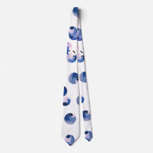 Blueberries Watercolor Pattern  Tie