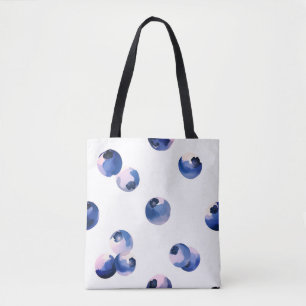Blueberries Watercolor Pattern Tote Bag