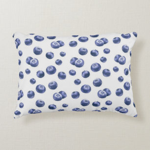 Blueberries Watercolor Seamless Hand Drawn Decorative Cushion