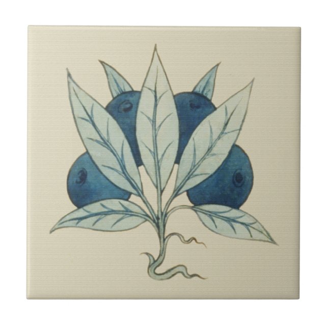 Blueberries William De Morgan Ceramic Tile (Front)