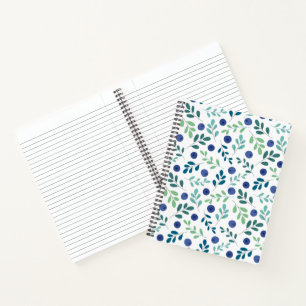 Blueberries with Green Leaves Pattern Notebook