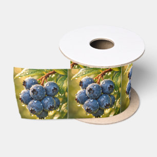 Blueberries with Raindrops Satin Ribbon