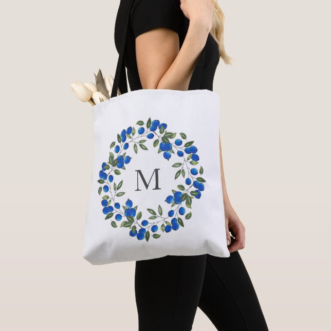 Blueberries Wreath  Tote Bag (Close Up)