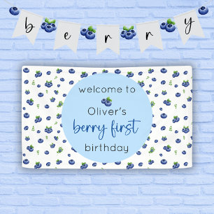 Blueberry 1st Birthday Berry First Banner
