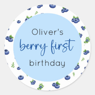 Blueberry 1st Birthday Berry First Classic Round Sticker