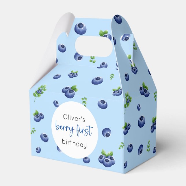 Blueberry 1st Birthday Berry First Favour Box (Front Side)