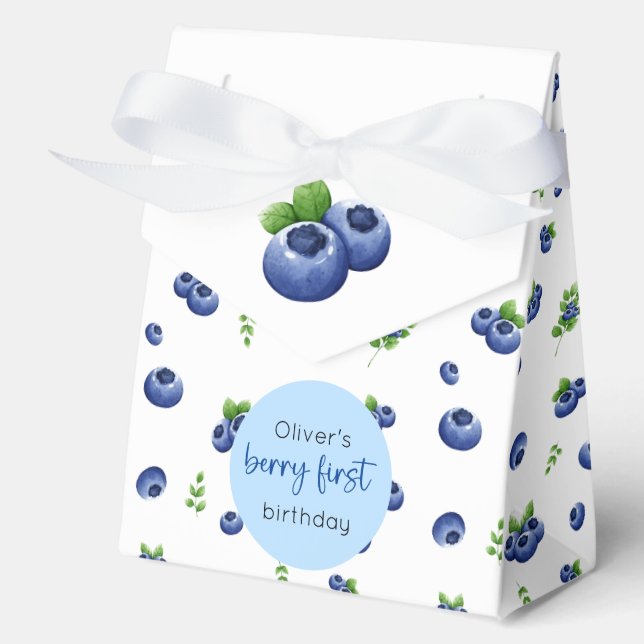 Blueberry 1st Birthday Berry First Favour Box (Front)