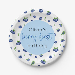 Blueberry 1st Birthday Berry First Paper Plate