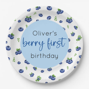 Blueberry 1st Birthday Berry First Paper Plate