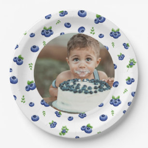 Blueberry 1st Birthday Berry First Photo Paper Plate