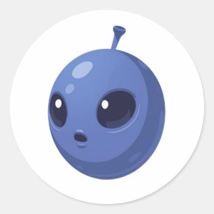 Blueberry Alien – Cute Minimal Fruit Design Classic Round Sticker