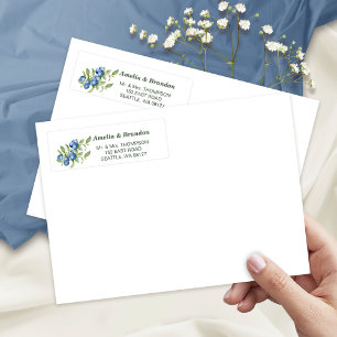 Blueberry and Blue Wildflowers Address Labels