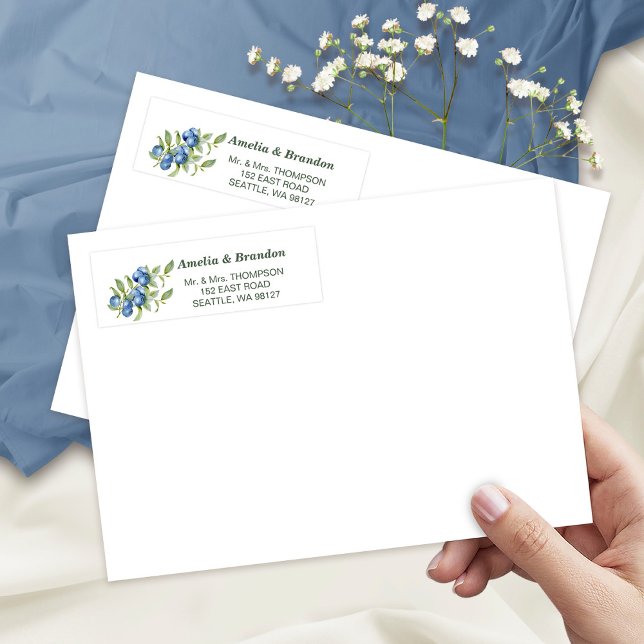 Blueberry and Blue Wildflowers Address Labels (Creator Uploaded)