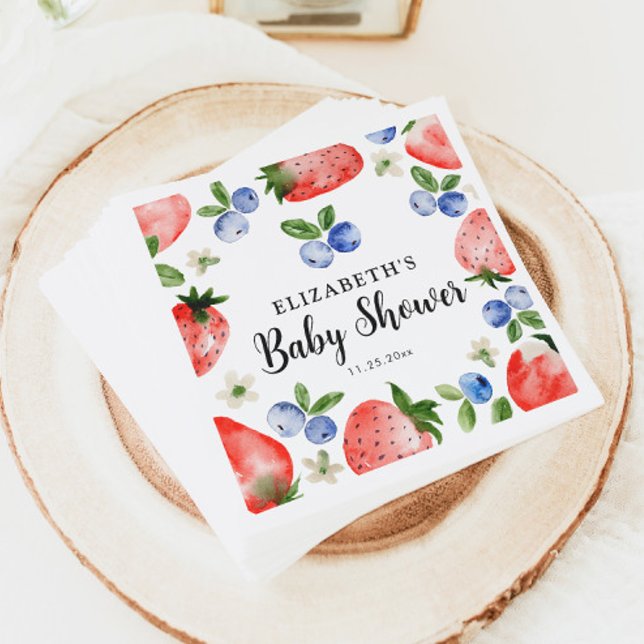 Blueberry and Strawberry Baby Shower Napkin (Creator Uploaded)
