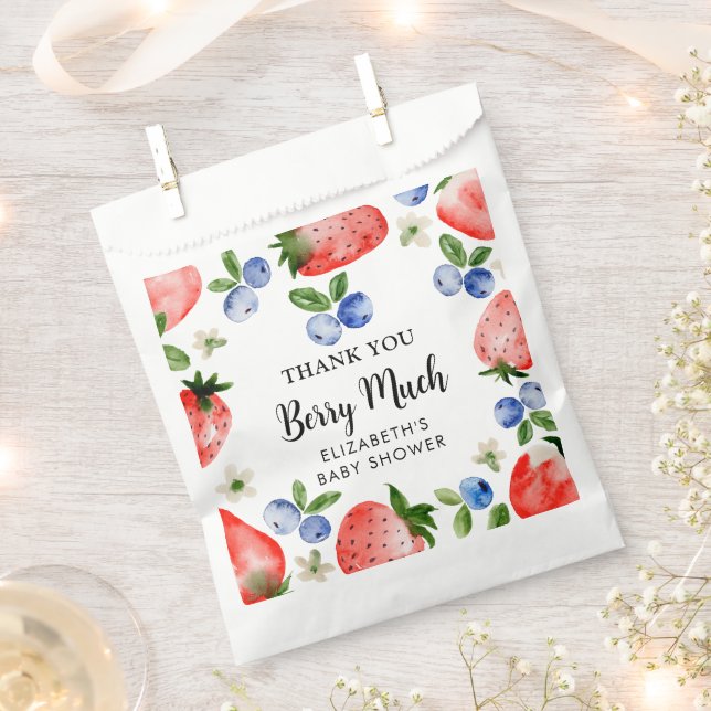 Blueberry and Strawberry Thank You Favour Bag (Clipped)