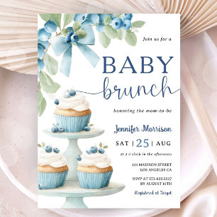 Blueberry Baby Brunch Boy Shower Invitation