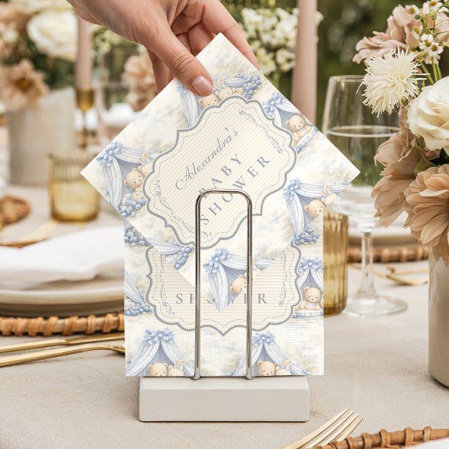 Blueberry Baby Canopy Toile Baby Shower Napkin (Creator Uploaded)