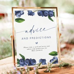Blueberry Baby Shower Advice and Predictions Sign