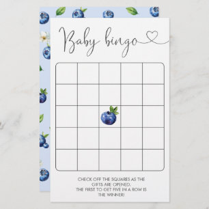 Blueberry Baby Shower Bingo Game