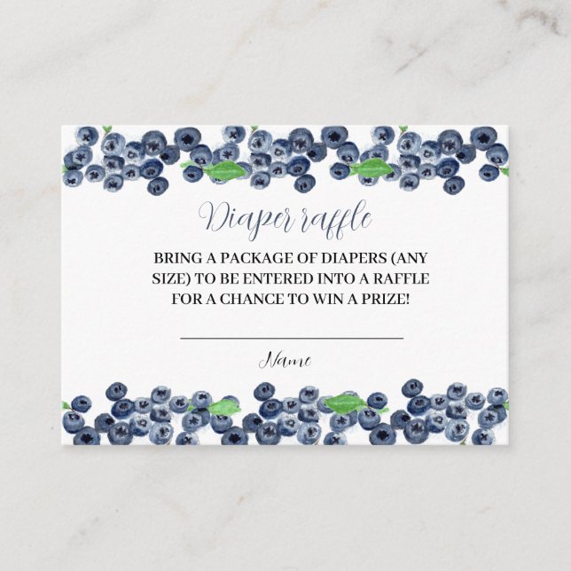 Blueberry Baby Shower Diaper Raffle Berry Sweet Enclosure Card (Front)
