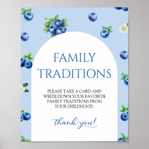 Blueberry Baby Shower Family Traditions Game Poster