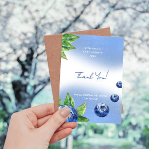 Blueberry Baby Shower Flat Thank You Card