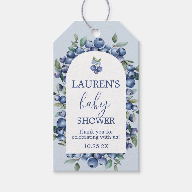 Blueberry Baby Shower Gift Tag (Front)