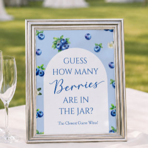 Blueberry Baby Shower Guess How Many Berries Game Poster