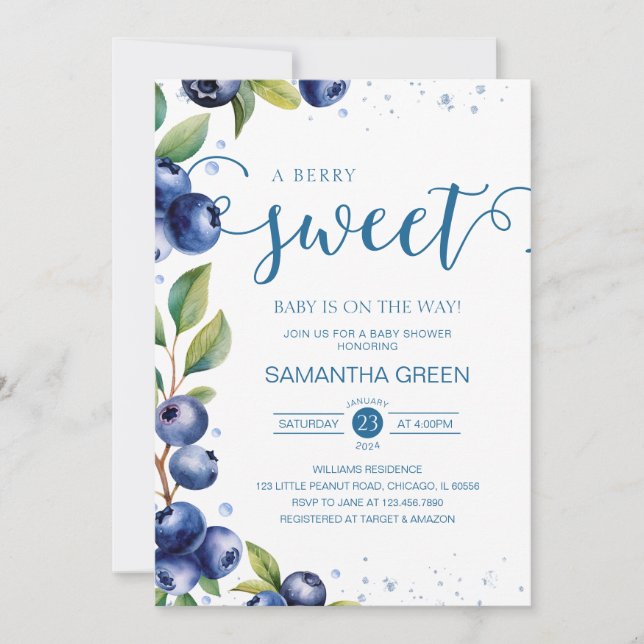 Blueberry Baby Shower Invitation (Front)