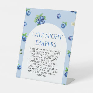 Blueberry Baby Shower Late Night Diapers Pedestal Sign