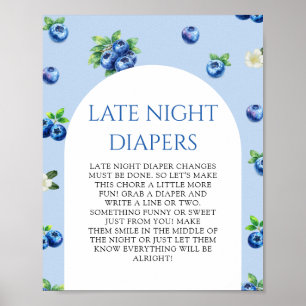 Blueberry Baby Shower Late Night Diapers Poster