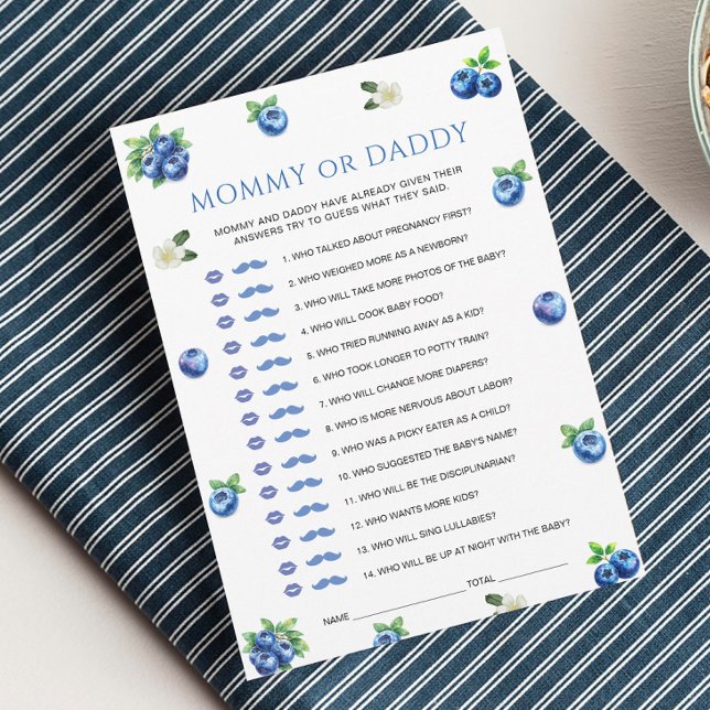 Blueberry Baby Shower Mummy or Daddy Game Card (Creator Uploaded)