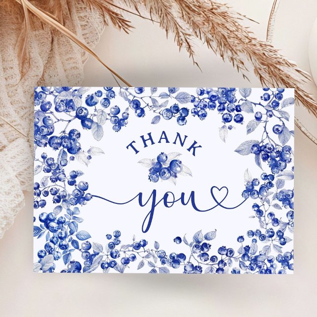Blueberry Baby Shower Navy Blue Flat Thank You Enclosure Card (Creator Uploaded)