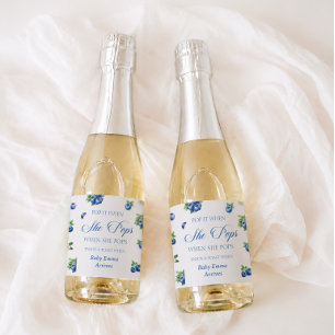 Blueberry Baby Shower Pop it When She Pops Sparkling Wine Label